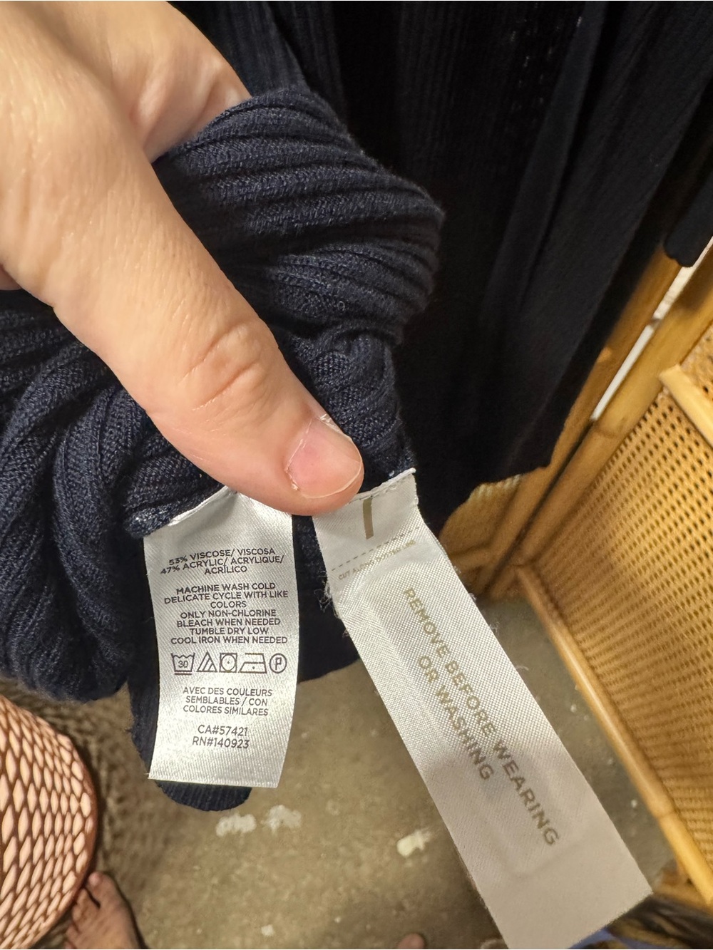 LOFT Open-Front Ribbed Cardigan Sweater - Navy - Picture 6 of 6